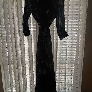 Banana Republic Navy Blue  Floral Long Sleeve Dress